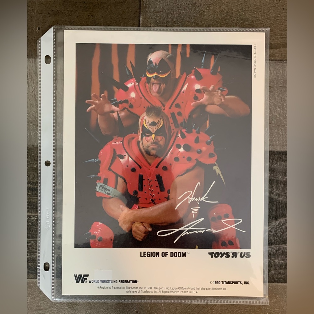 VINTAGE WWF LEGION OF DOOM LOD PRESS PROMO PHOTO 1990 FAN CLUB ROAD WARRIORS